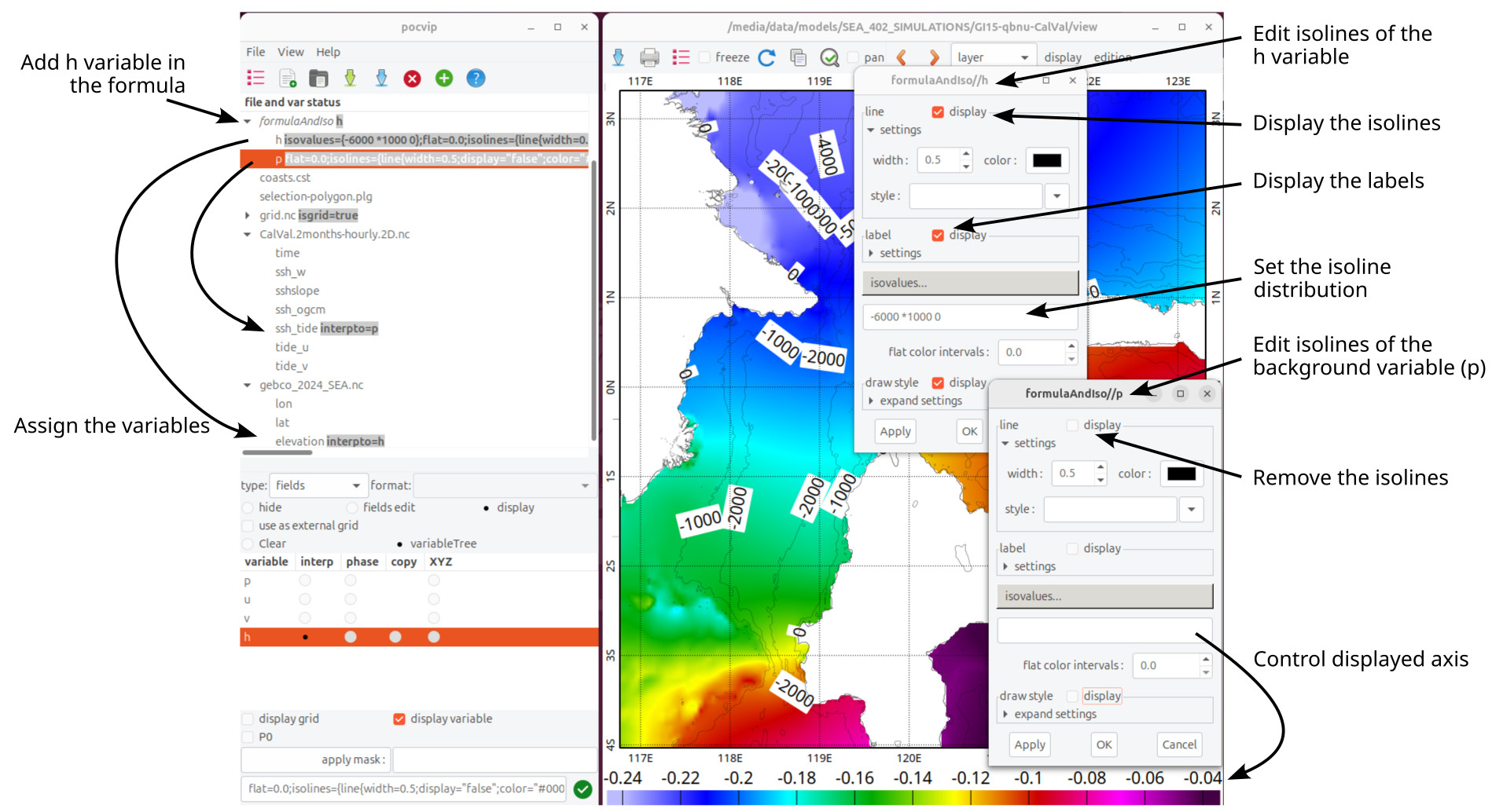 Isolines and Colormap Settings
